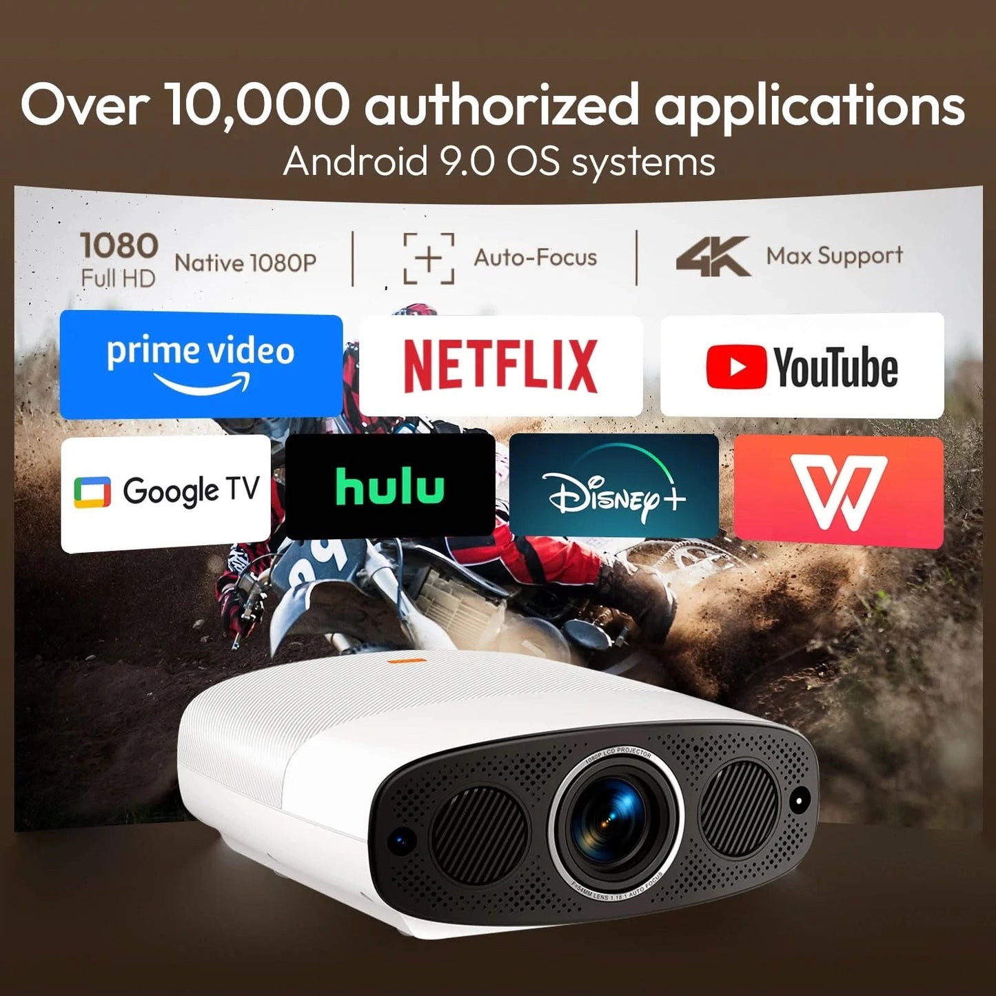 VEVSHAO Full HD Projector A22 4K Video Smart TV for Home WIFI 1080P 1000 Lumen Projectors Media Video Player Smart Beamer