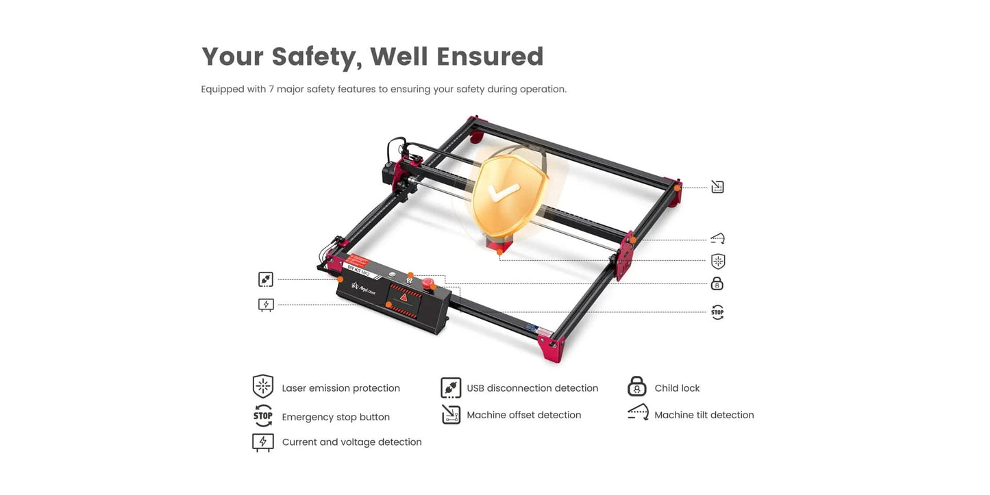 AlgoLaser DIY KIT MK2 10W Laser Engraving Cutting Machine Touch Screen for Wood Metal 10W Output Power Offline Work 400X435MM