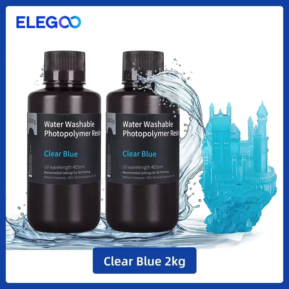 ELEGOO Water Washable 3D Printer Resin LCD UV-Curing Resin 405nm Standard Photopolymer Resin for LCD 3D Printing 1000g 8 Colors