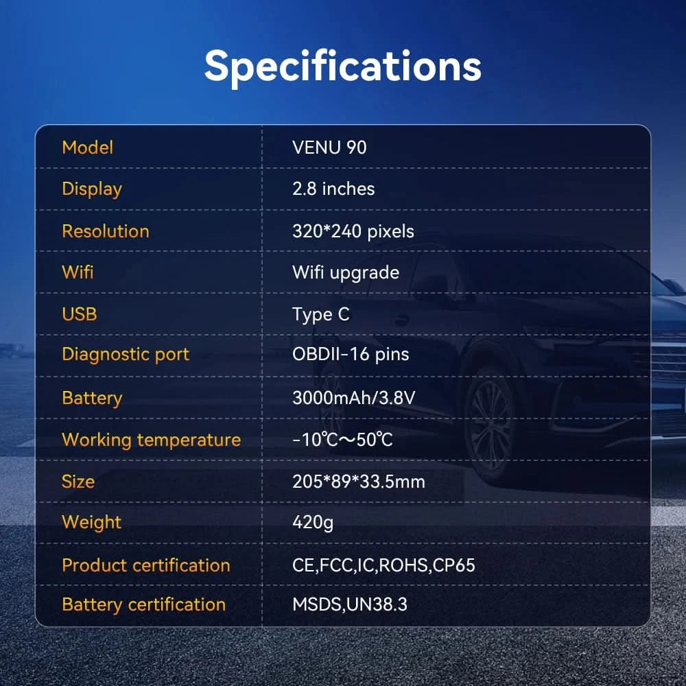 THINKCAR VENU 90 Car Tire Pressure Monitor WIFI Programming Diagnostic Tool Activate All Sensor Work On 315 433MHz DTCs