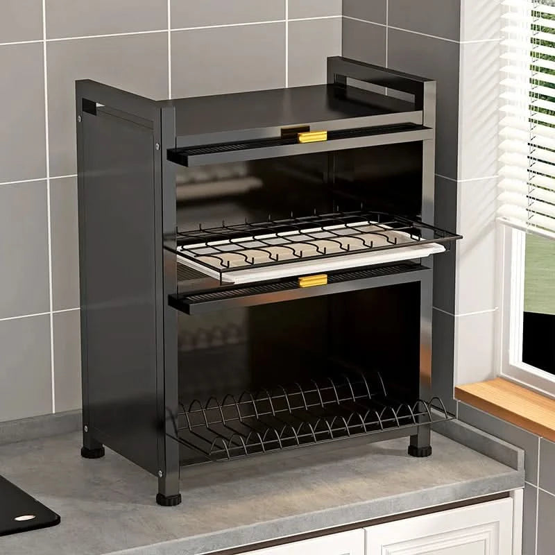 Kitchen cupboard storage box with door, dust-proof bowl rack, countertop, dish storage rack, chopsticks, dishes, drain rack