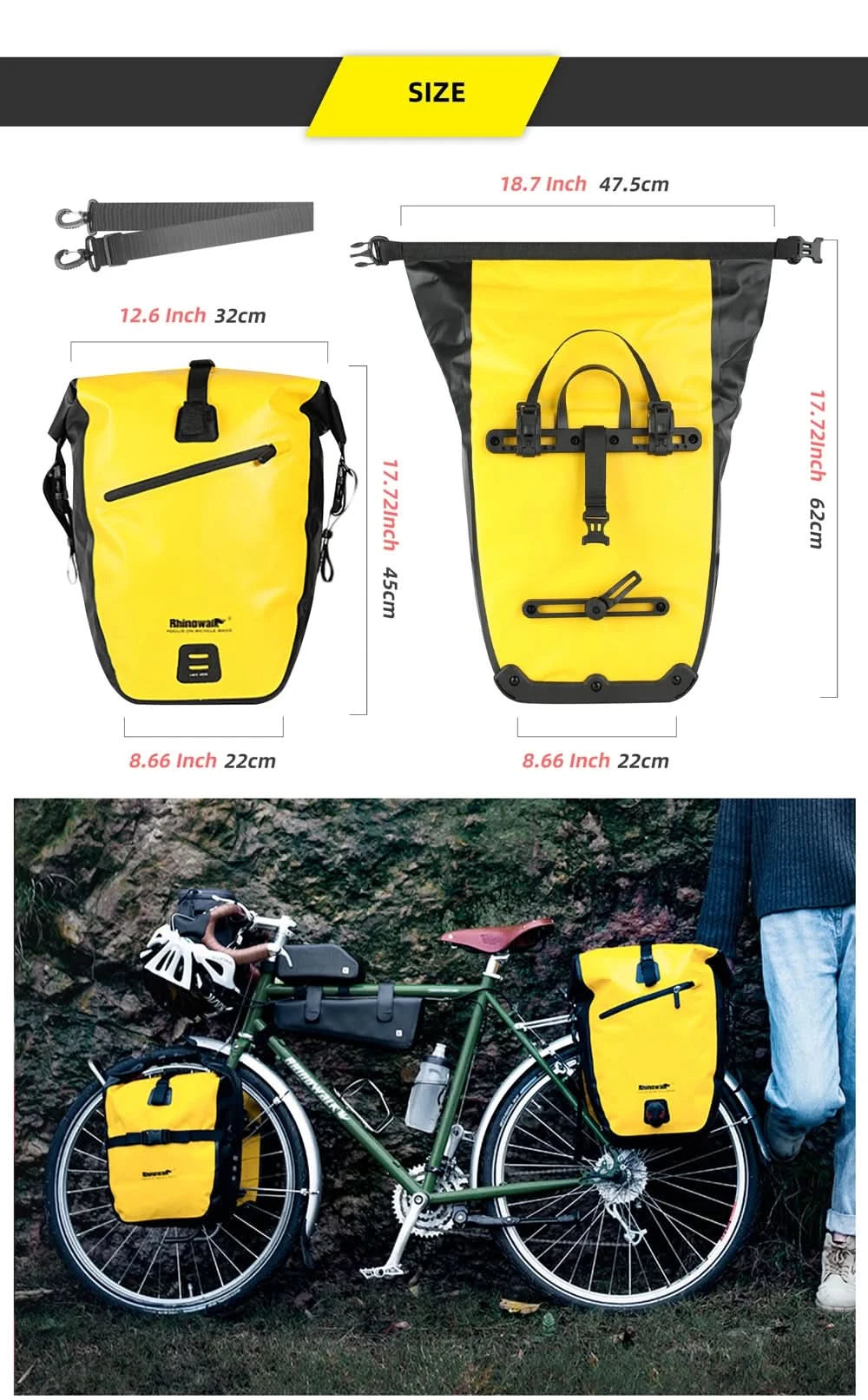 Rhinowalk Waterproof Bike Bag 20L/27L Travel Cycling Bag Basket Bicycle Rear Rack Tail Seat Trunk Bags bicycle bags & panniers
