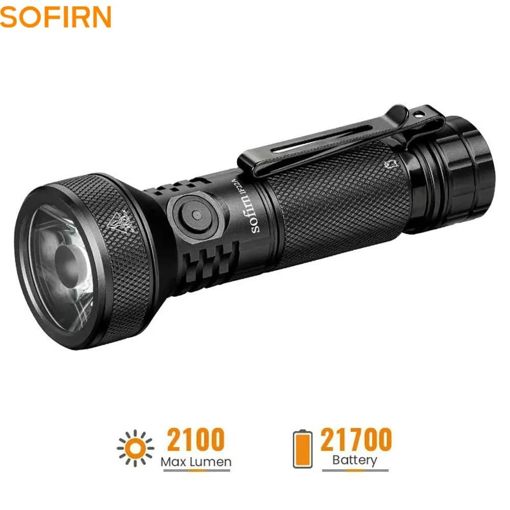 Sofirn IF22A TIR Optics 2100lm LED Flashlight Rechargeable 21700 USB C Powerful EDC Light Torch Outdoor Lantern for Fish