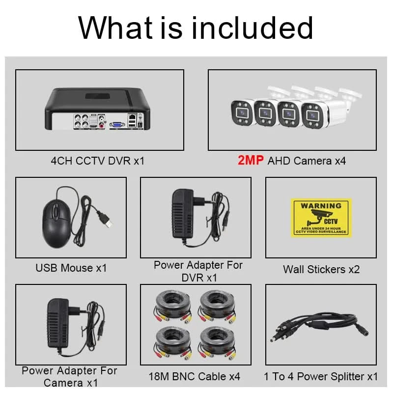 Smar Security Camera System 4CH 5M-N HD DVR Kit CCTV 4PCS 5MP AHD Camera Outdoor Home Security System Video Surveillance Set