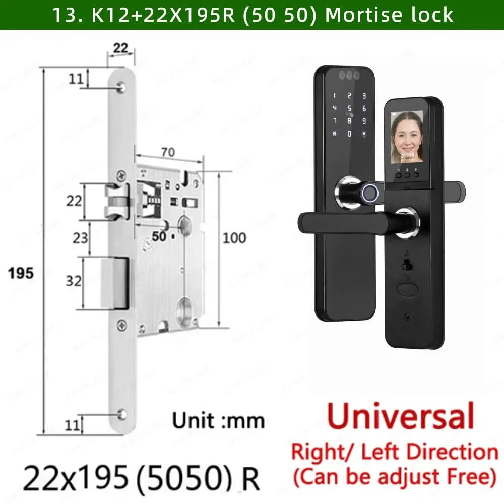 Do Brasil RAYKUBE K12 With lithium Rechargeable Batteries Tuya WiFi Camera Electronic Lock 3D Face Fingerprint Smart Door Lock