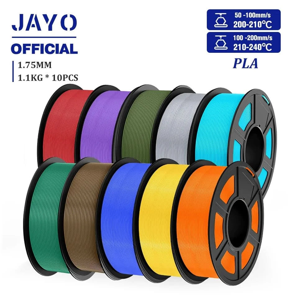 JAYO PLA Filament 1.75MM 10Rolls/set PLA 3D Printer Filament Multicolor For FDM 3D Printers Neatly Wound 3D Printing Materials