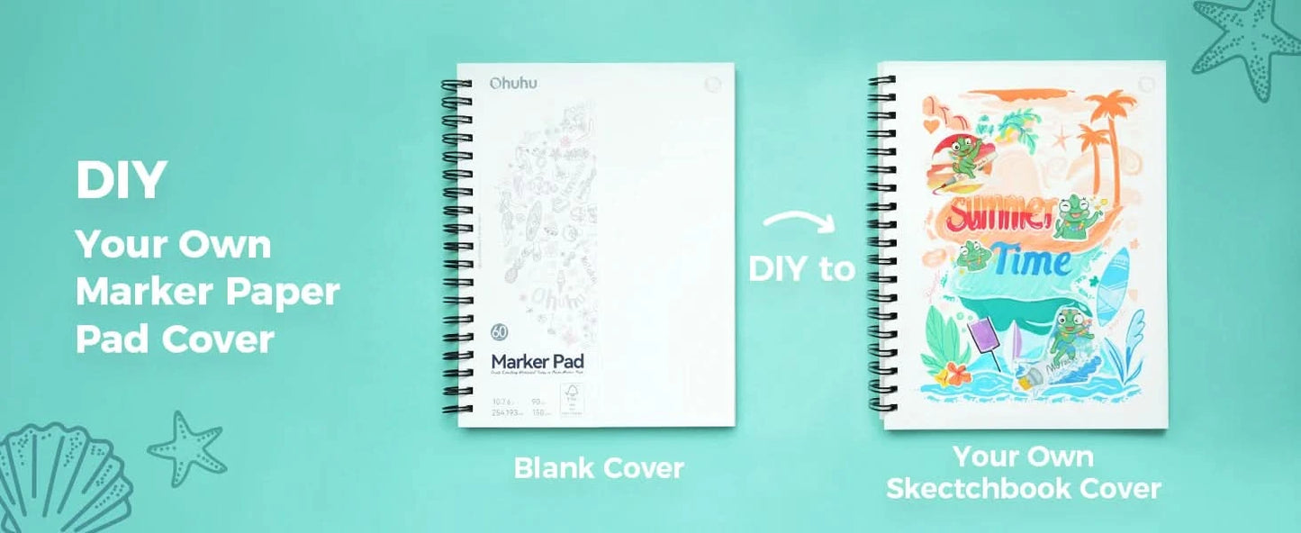 Ohuhu Double Sided Marker Pads Art Sketchbook Bleedproof Spiral Bound Sketching Book for Alcohol Markers Drawing Notebook School