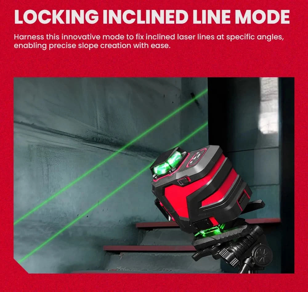 YEVOLT Laser Level Green 12/16-Line 3/4-Plane Self-leveling 360 Horizontal & Vertical Accurate Measuring Tool-YVGLL4XS-Series