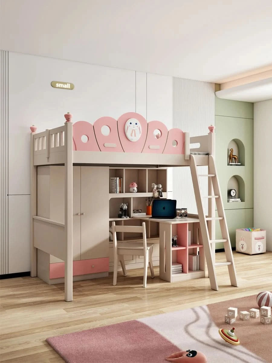 Bed with Wardrobe, Bunk Beds with Slide and Steps,children Bedrooms High Bed, Mebles Enfan, Kids Room Furniture