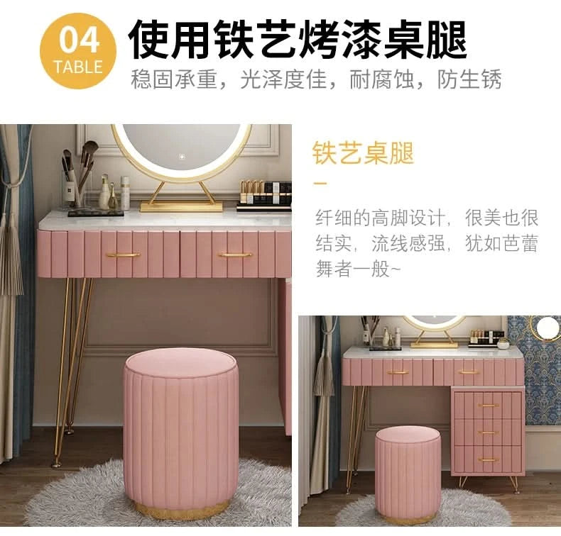 Modern Drawers Dressing Table Makeup Mirror Service Girl Pink Computer Vanity Table Living Room Vestidores Postmodern Furniture