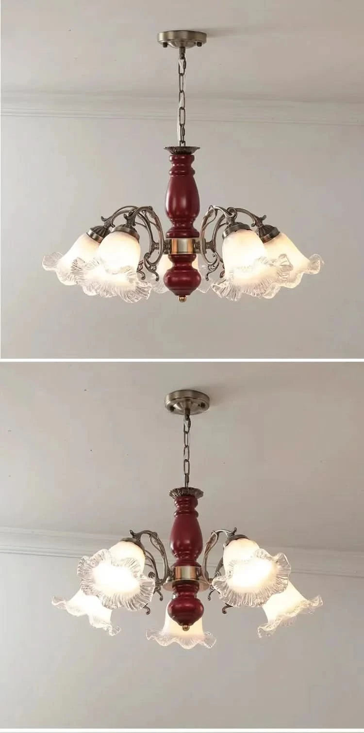 French living room bed dining  European medieval solid wood lamps American country vintage garden chandelier