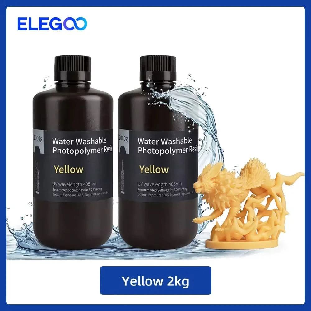 ELEGOO Water Washable 3D Printer Resin LCD UV-Curing Resin 405nm Standard Photopolymer Resin for LCD 3D Printing 1000g 8 Colors