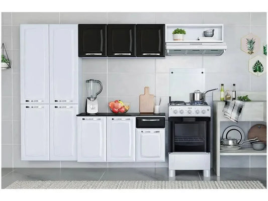 Compact Kitchen Itatiaia Amanda Steel mit Theke, 10 Türen, 1 Schublade
