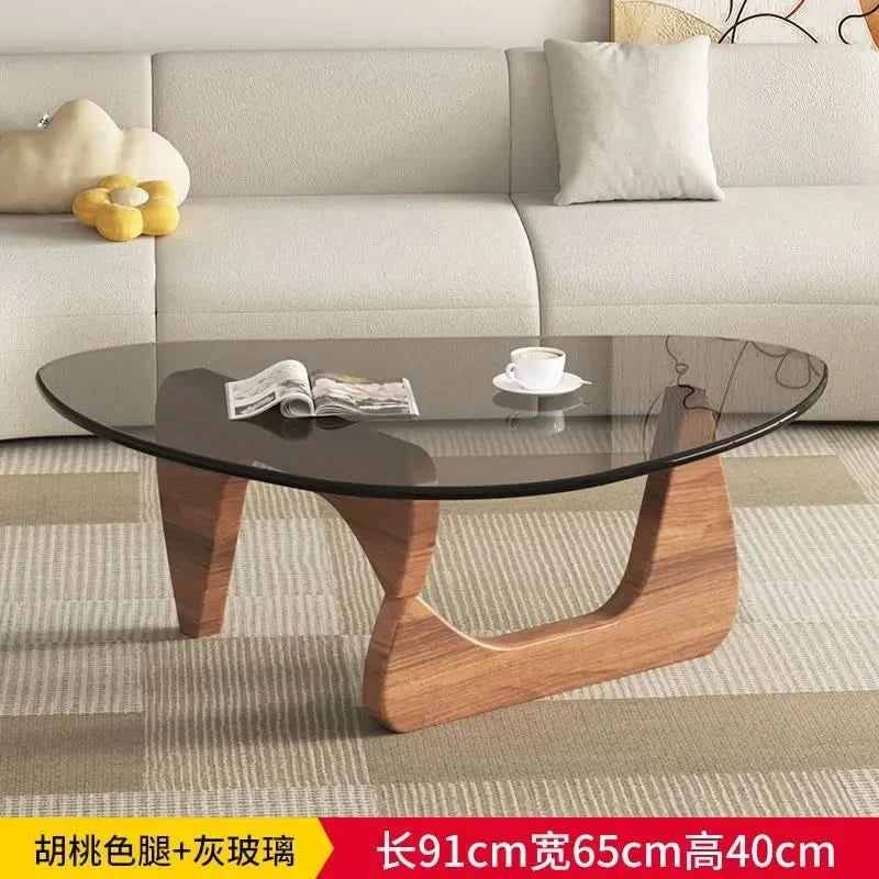 Modern simple creative round coffee table household small apartment living room tempered glass coffee table Internet celebrity