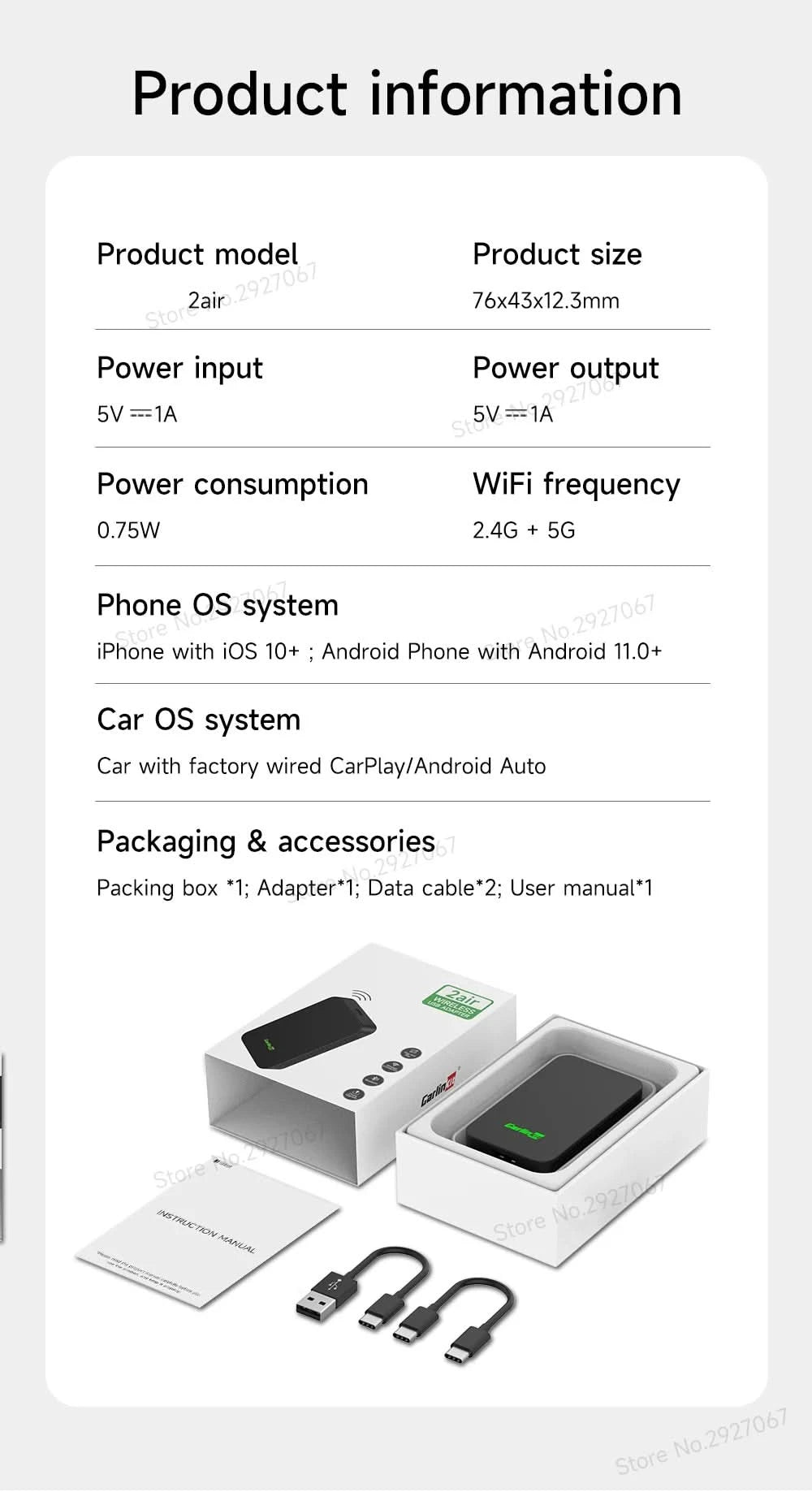 CarlinKit 5.0 4.0 Wireless CarPlay Adapter Android Auto Dongle Multi-Device Supported Wired To Wireless CarPlay Box Auto Connect