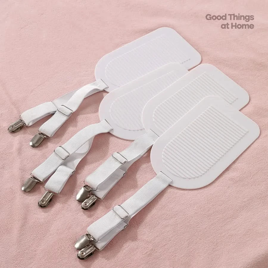 Bed Sheet Clips Adjustable Bed Sheet Holder Straps Set of 4 Elastic Fitted Bedding Clips Fasteners for Home Hotel
