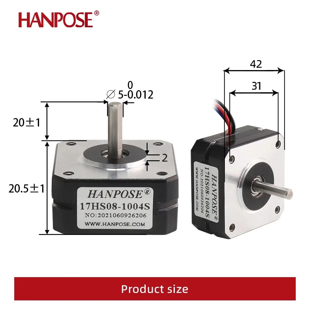 HANPOSE Nema17 stepper motor, torque 78 oz-in (52 N-cm), current 1.8 A. Models 17HS8401 17HS 2408 17HS3401S 17HS4401S 17HS6401S