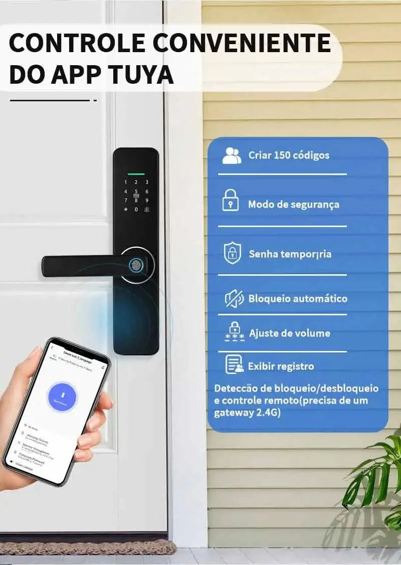 Do Brasil digital electronic lock tuya wifi smart lock biometric digital lock fingerprint lock for home house apartment