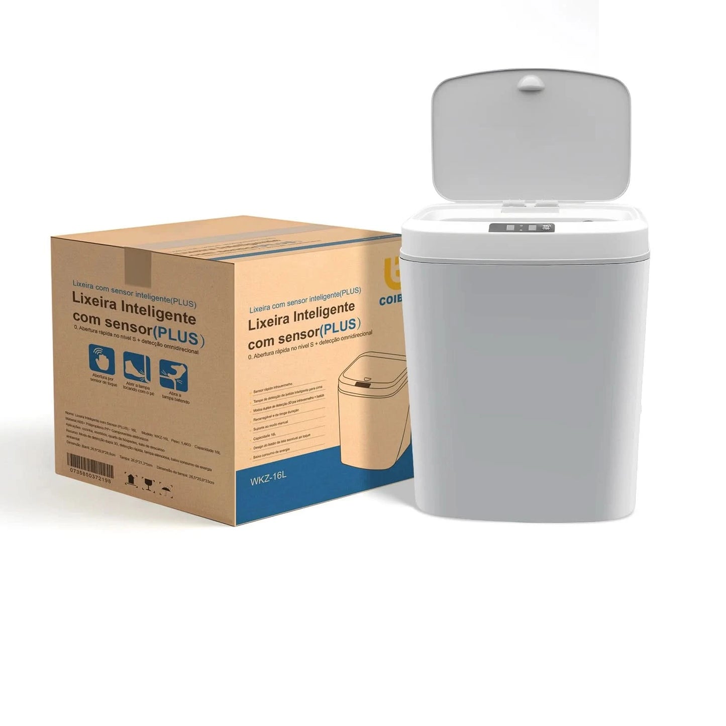 Lata de lixo sensor de toque automático lata lata de lixo plástico cozinha latas sala estar capacidade do agregado familiar