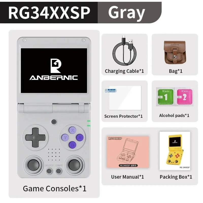 ANBERNIC RG34XXSP Flip Handheld Console 3.4'' IPS Screen Linux 64-bit H700 Supports 5G WIFI Video Game Consoles  256G PSP Games