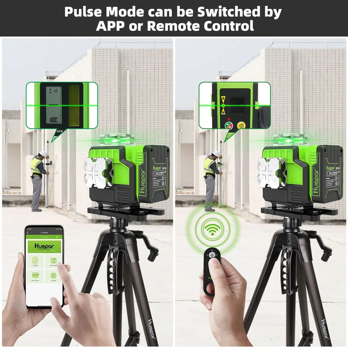 Huepar 16 Lines 4D Laser Level P04CG 360 Horizontal And Vertical Self-Leveling Bluetooth Remote Control With Li-ion Battery