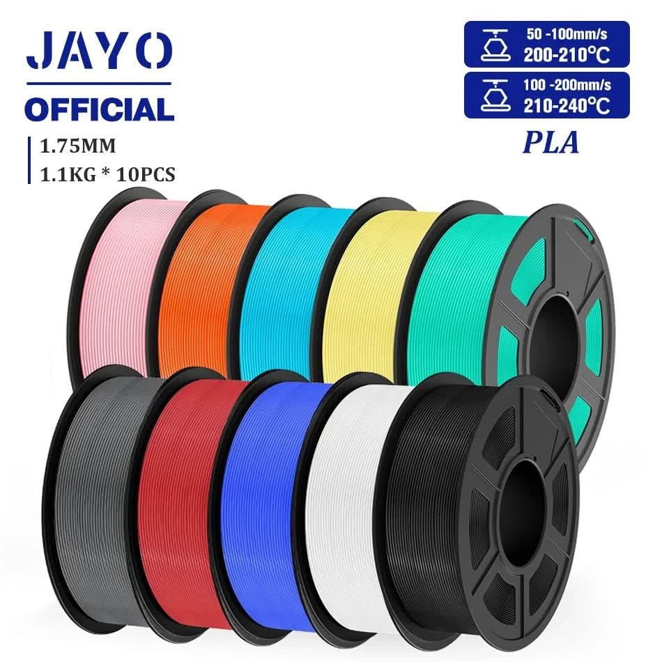 JAYO PLA Filament 1.75MM 10Rolls/set PLA 3D Printer Filament Multicolor For FDM 3D Printers Neatly Wound 3D Printing Materials