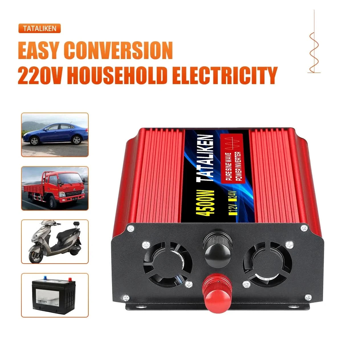 Inverter Pure Sine Wave DC12V/24V To AC 220V Voltage 7000W/8000W 50/60HZ Power Converter Solar Car Transformer With LED Display