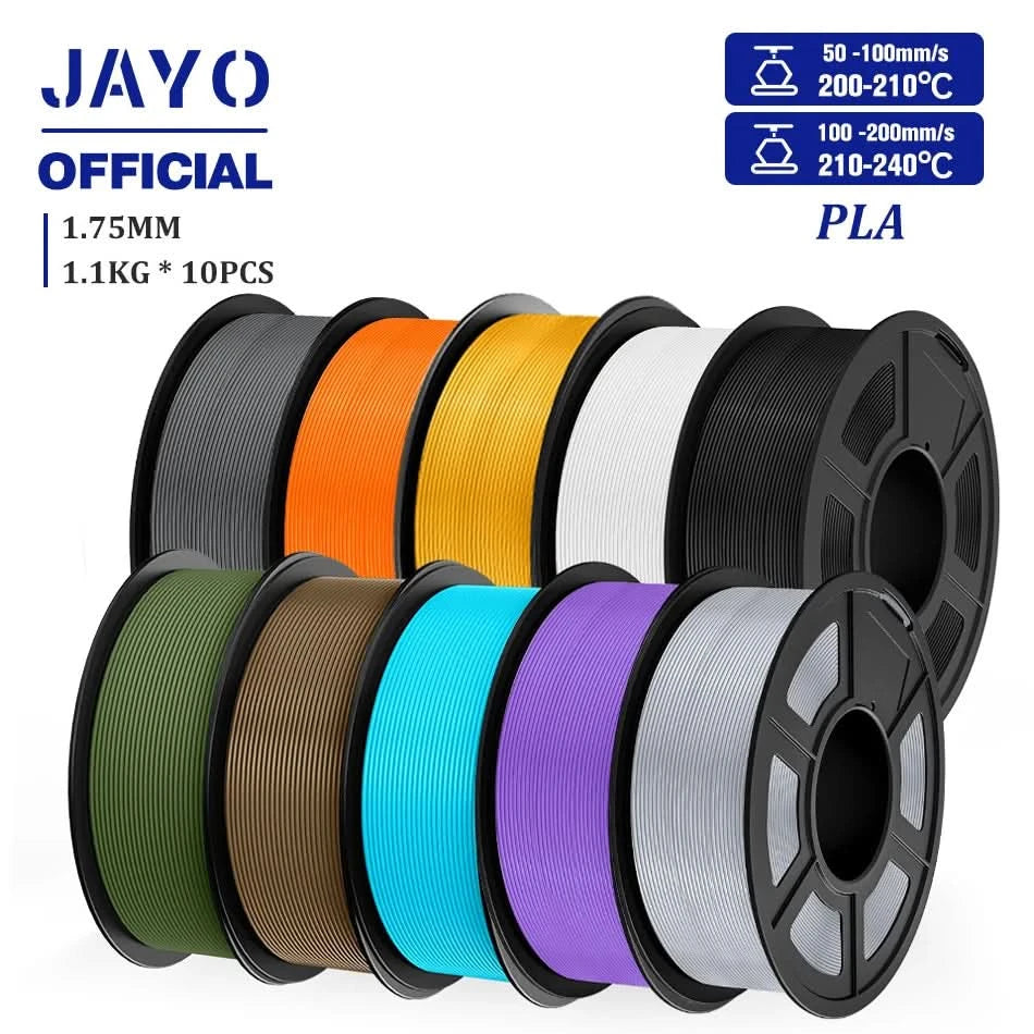 JAYO PLA Filament 1.75MM 10Rolls/set PLA 3D Printer Filament Multicolor For FDM 3D Printers Neatly Wound 3D Printing Materials