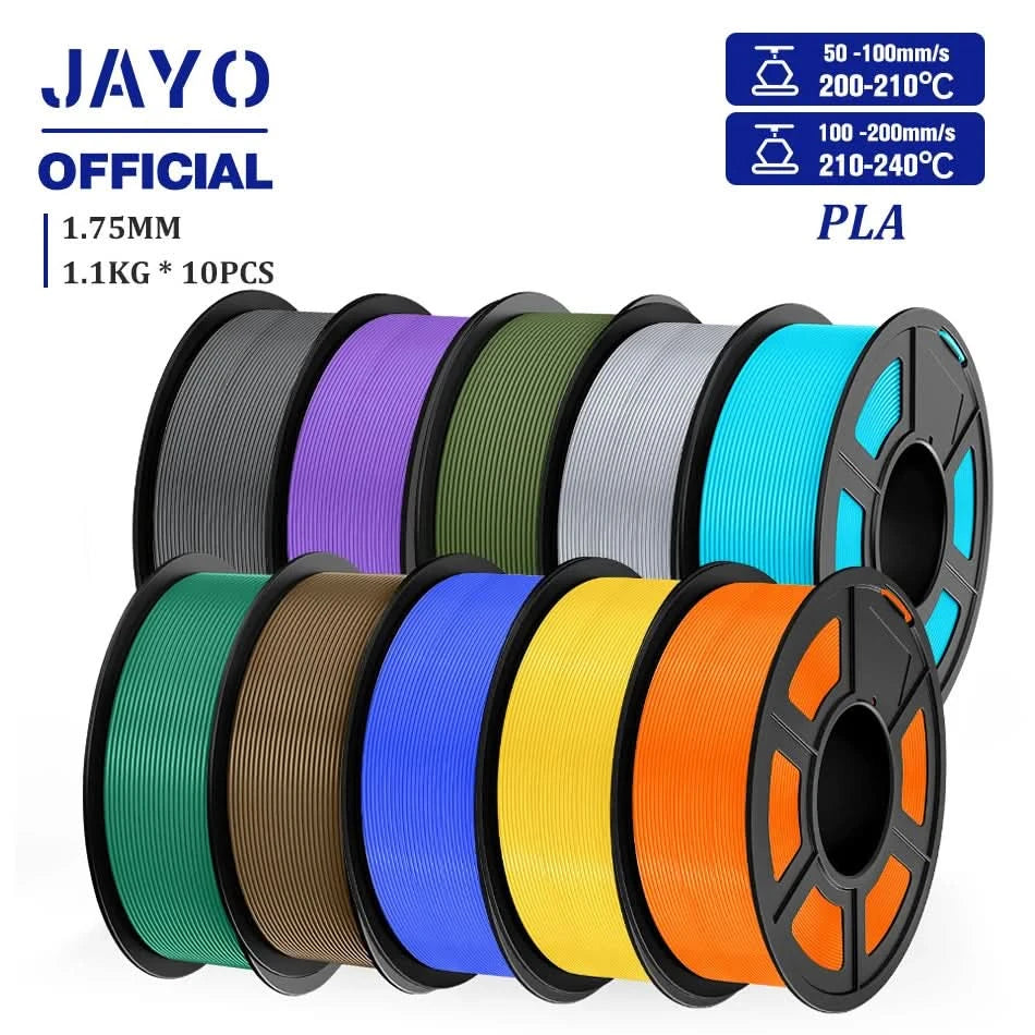 JAYO PLA Filament 1.75MM 10Rolls/set PLA 3D Printer Filament Multicolor For FDM 3D Printers Neatly Wound 3D Printing Materials