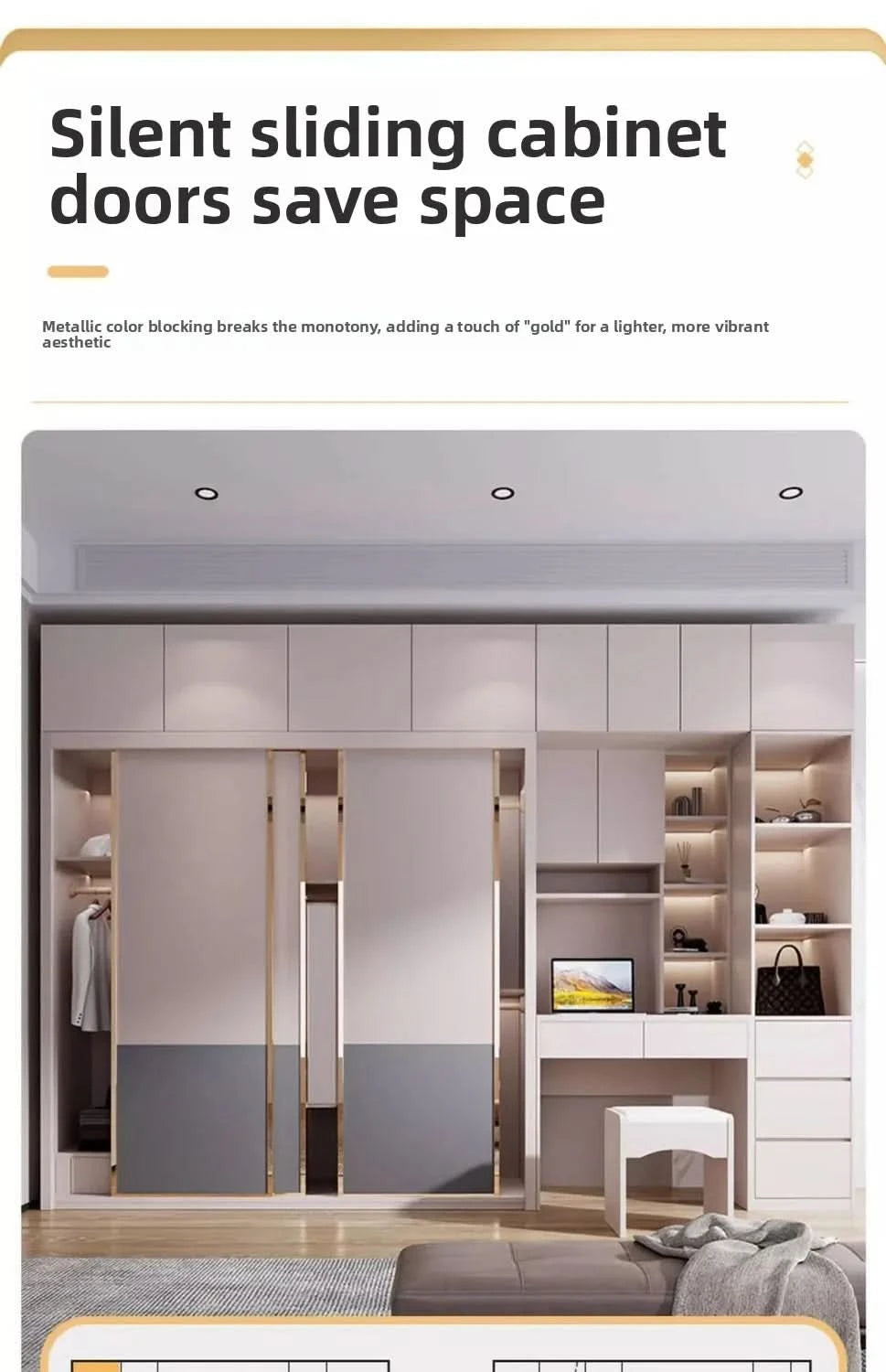 Light luxury sliding door clothes closet simple moder household bedroom wardrobe large storage armoire de rangement Furniture