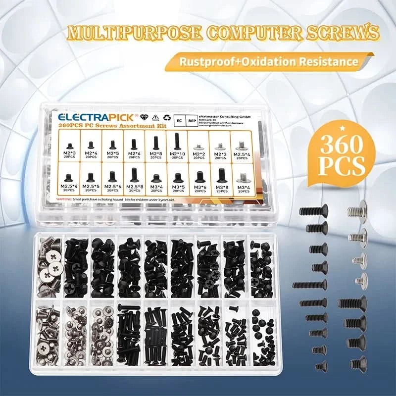 300/360Pcs M2 M2.5 M3 KM Screw Flat Head Phillips Screws Laptop Notebook Screws Set Kit For Computer Notebook Small Screw Kit