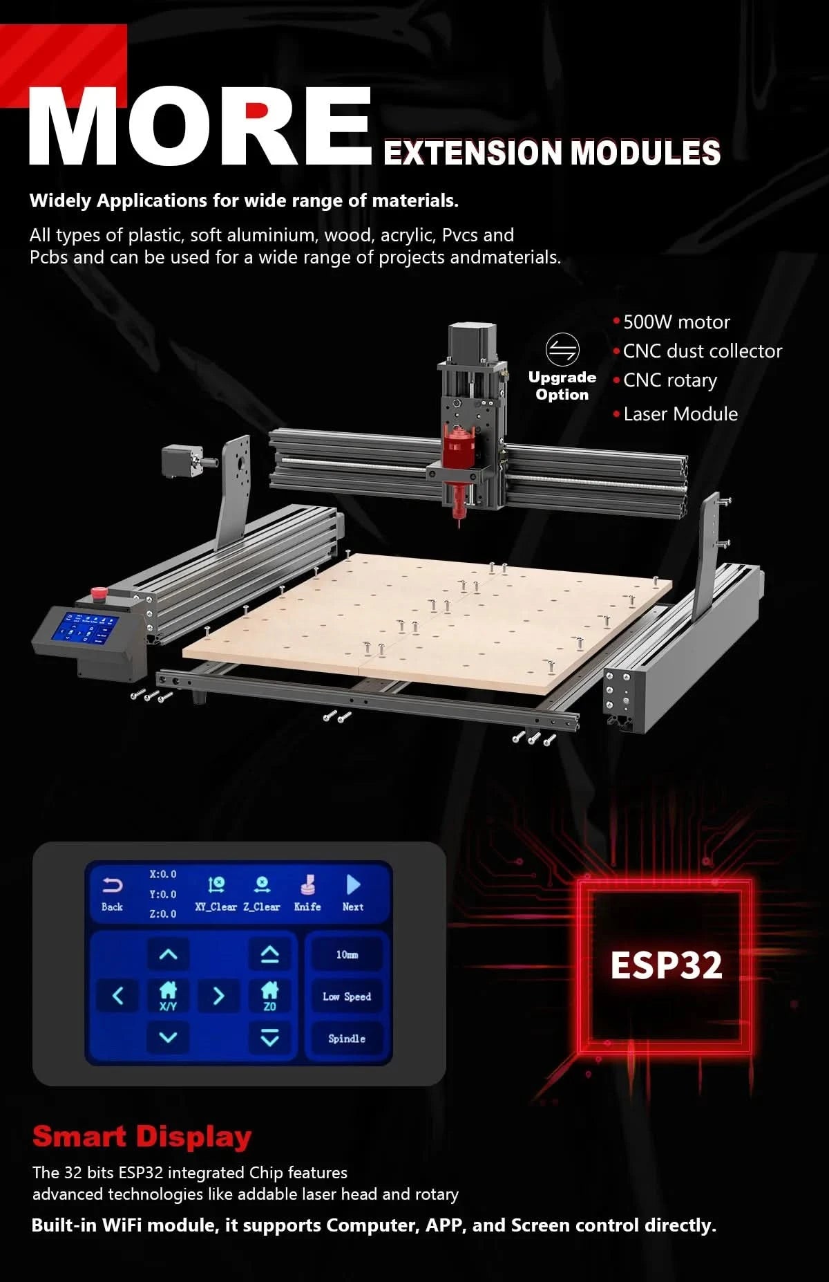 Twotrees TTC450 CNC Engraving Machine 80W CNC Module PCB Wood Milling Cutting Machine Laser Carving Cutter GRBL Control ER11