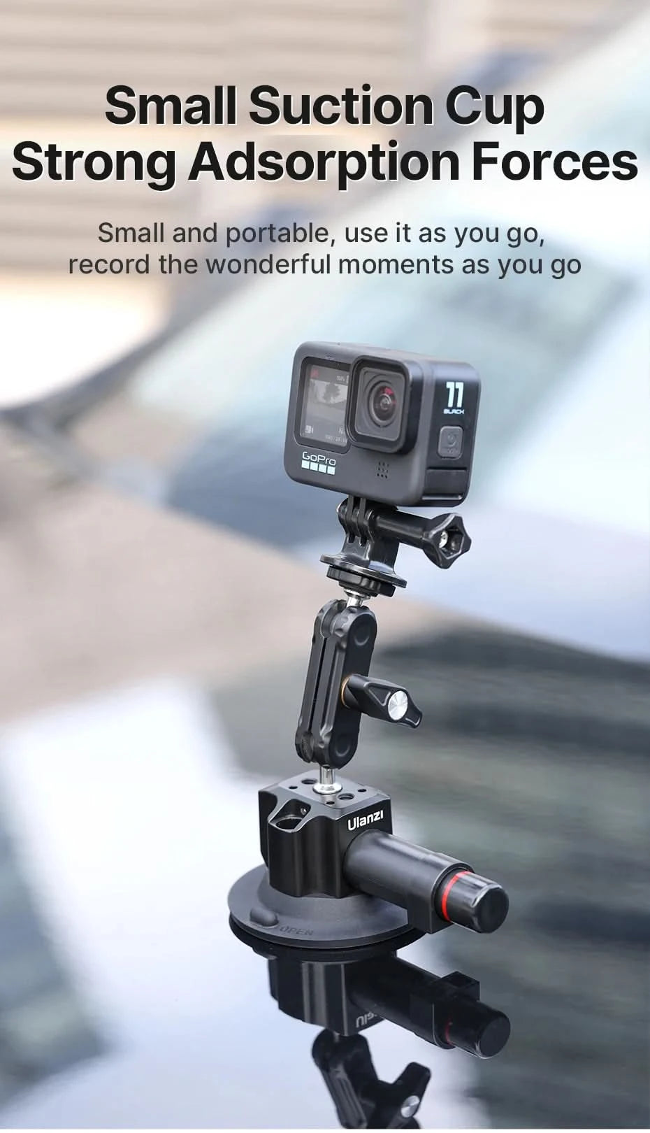 Ulanzi Car Phone Action Camera Holder Hand Pump 360° Suction Cup Adjustable Professional For GoPro for Insta360 for DJI Action