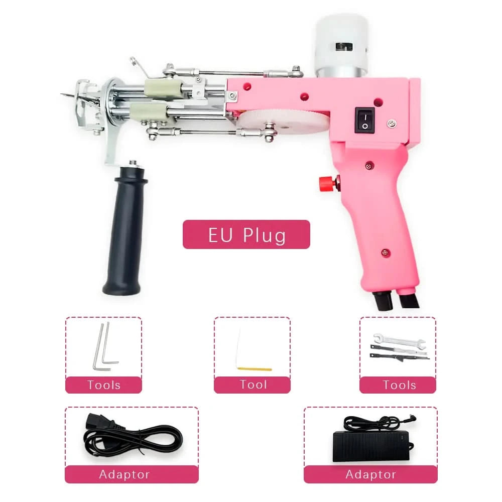 2 in 1 Tufting Gun Set Electric Touffing Pistol,7 – 21mm Tufting Pisto, with Wool Yarn and Tufting Canvas,Trimmer for Beginners