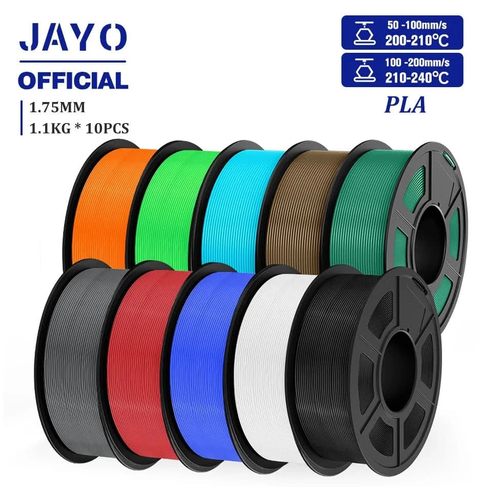 JAYO PLA Filament 1.75MM 10Rolls/set PLA 3D Printer Filament Multicolor For FDM 3D Printers Neatly Wound 3D Printing Materials