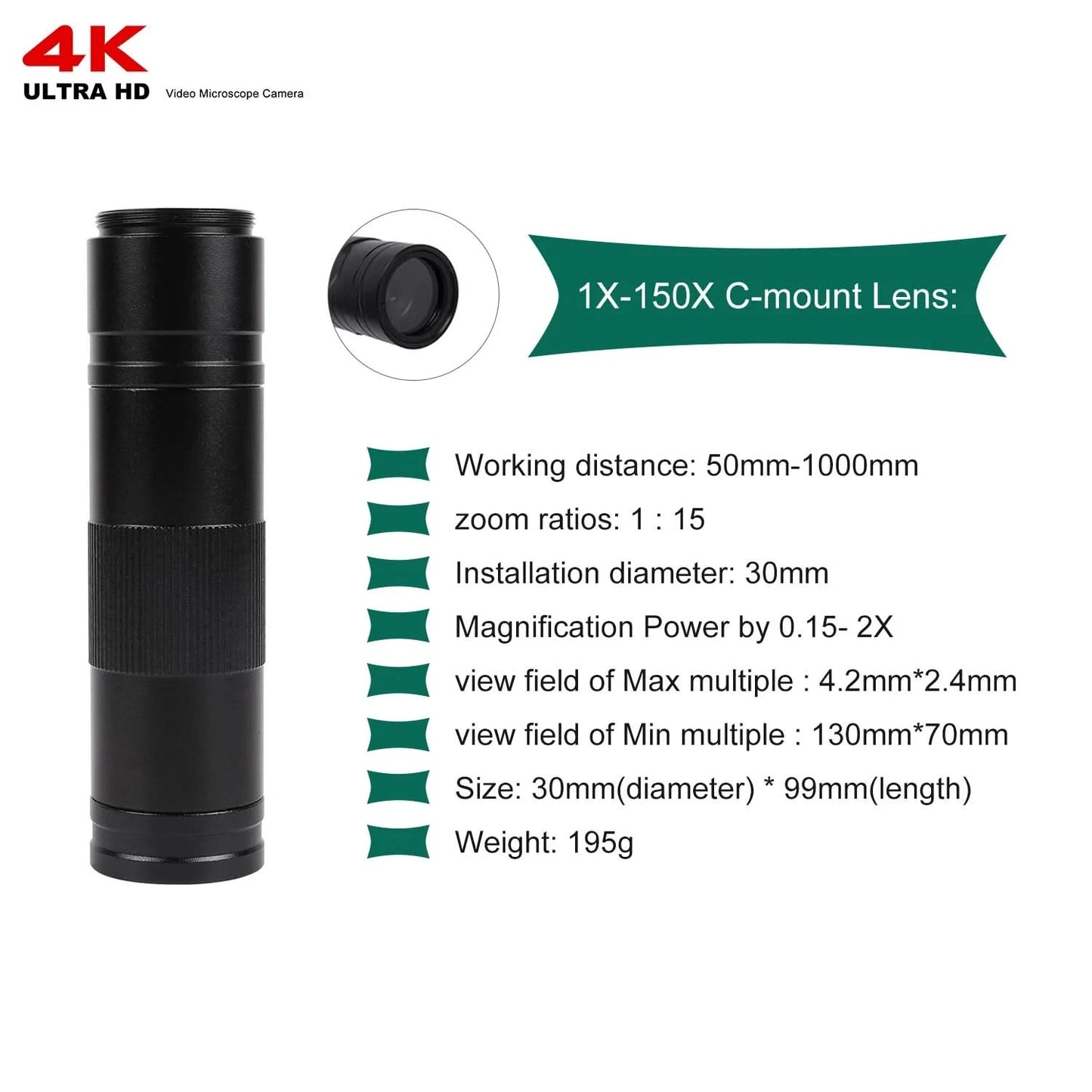 Full HD 4K Electron Microscope For Soldering IMX415 48MP HDMI USB Digital Camera 150X Lens Reinforced Bracket Reduces Vibration