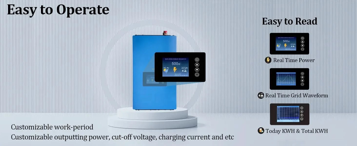 [Local delivery]Y&H 1KW 2KW MPPT Grid Tie Inverter with Limiter, Applies to Solar Panel or Battery Discharge Mode, Optional WiFi