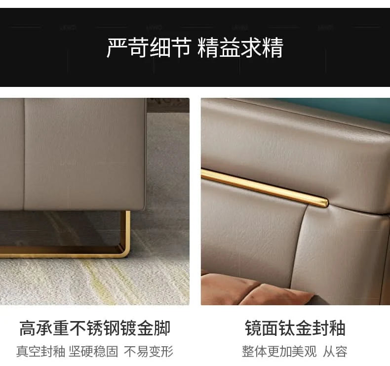 Modern bedroom  minimalist bed bedroom double bed1.8M master bedroom high box marriage bed leather art soft bed
