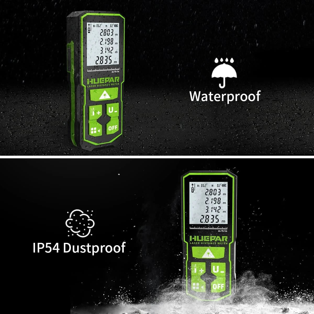 Huepar Laser Rangefinder Digital Laser Distance Meter  Measure 60M 100M 120M Trena Laser Tape Range Finder Green Beem