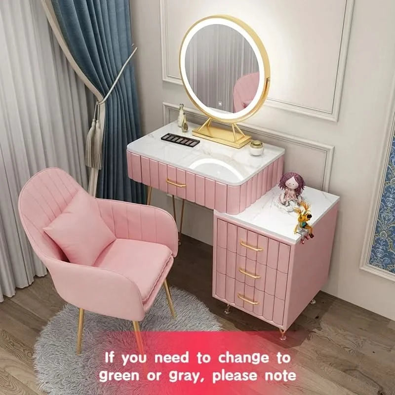 Modern Drawers Dressing Table Makeup Mirror Service Girl Pink Computer Vanity Table Living Room Vestidores Postmodern Furniture