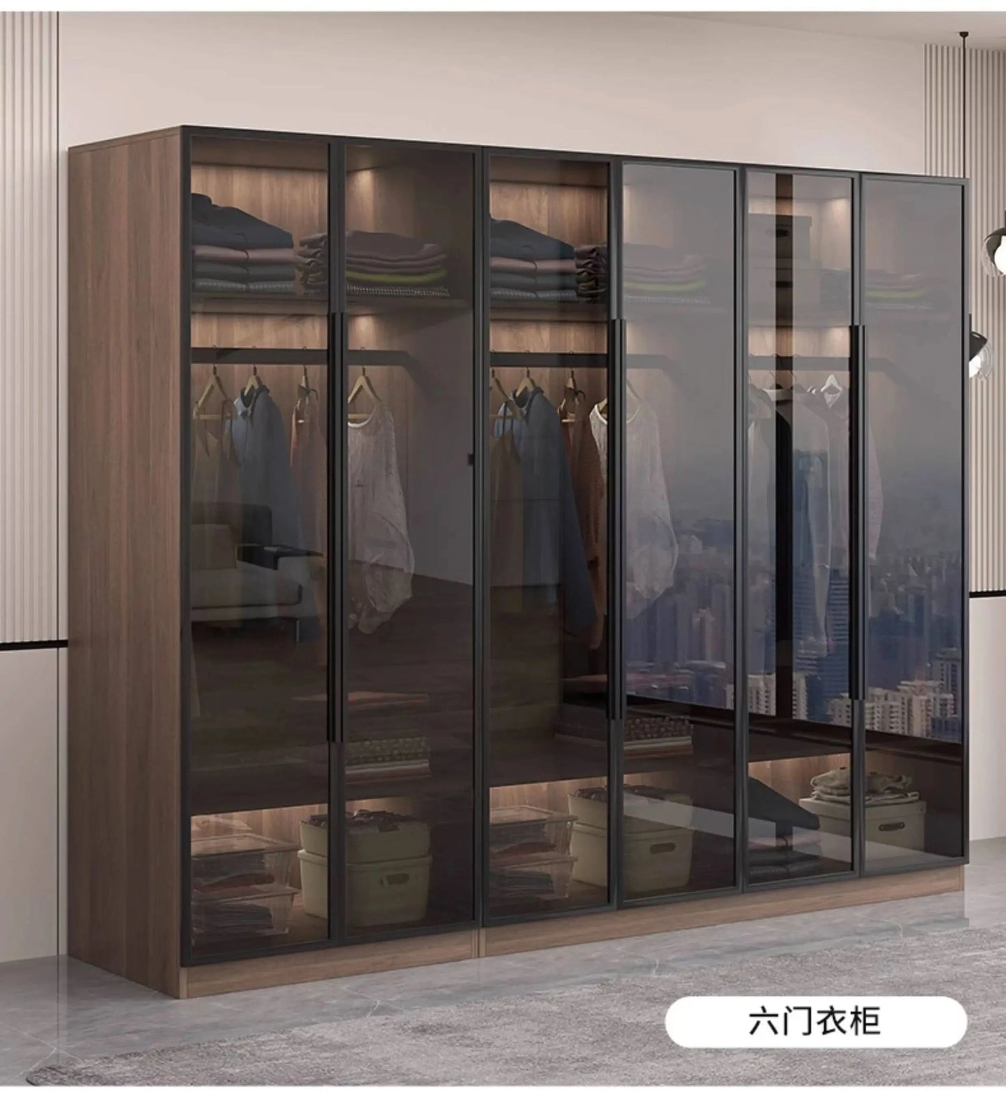 Glass light luxury corner cloakroom wardrobe Double clothes closet cabinets and wardrobes Cabinet dressing clothe home furniture