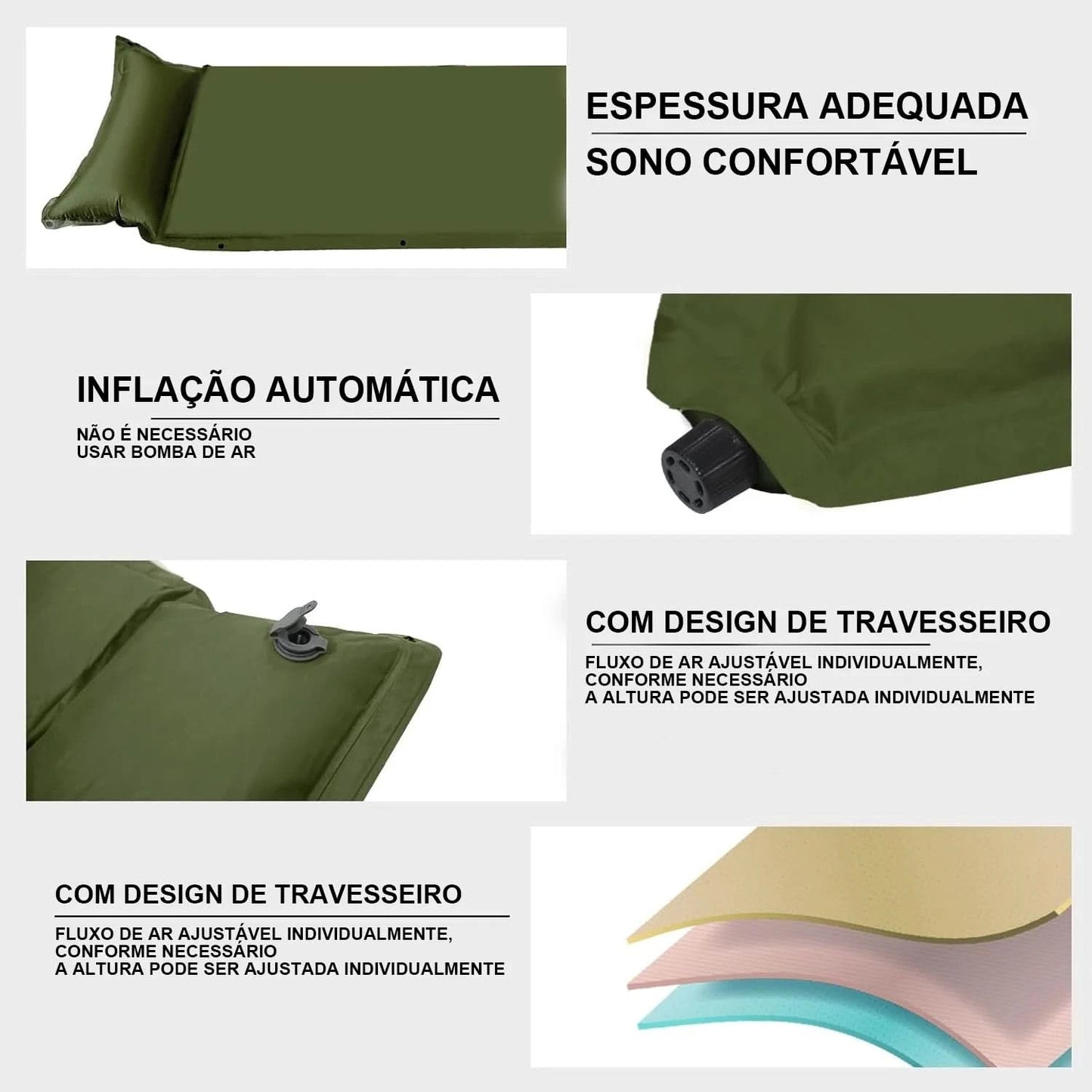 Outdoor Camping Inflatable Mattress With Pillow Ultralight Hiking Travel Cushion