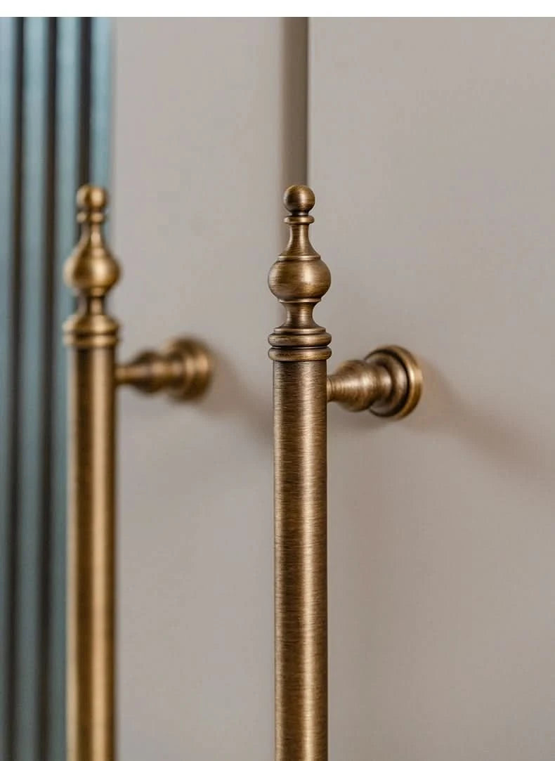 Tinyhob Massiver antiker Bronzezug Messing Schrankknöpfe T-Stange Möbel Kleiderschrank Geräte Griff Langer Zug Schubladengriff