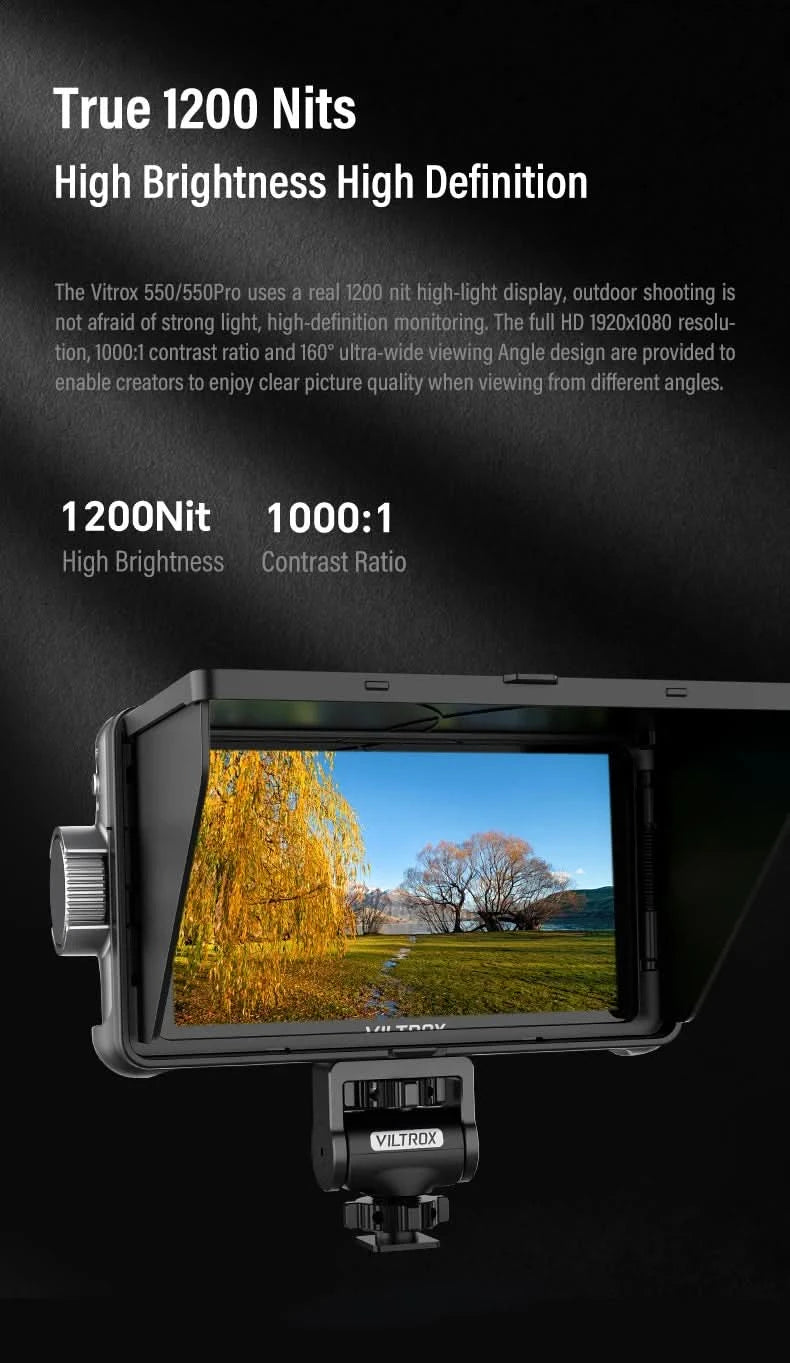 VILTROX DC-550 5.5 Inch Profissional Camera Studio Monitor 4K 30Hz HDMI Touch Screen Field 3D LUT Director Monitor 1920x1080