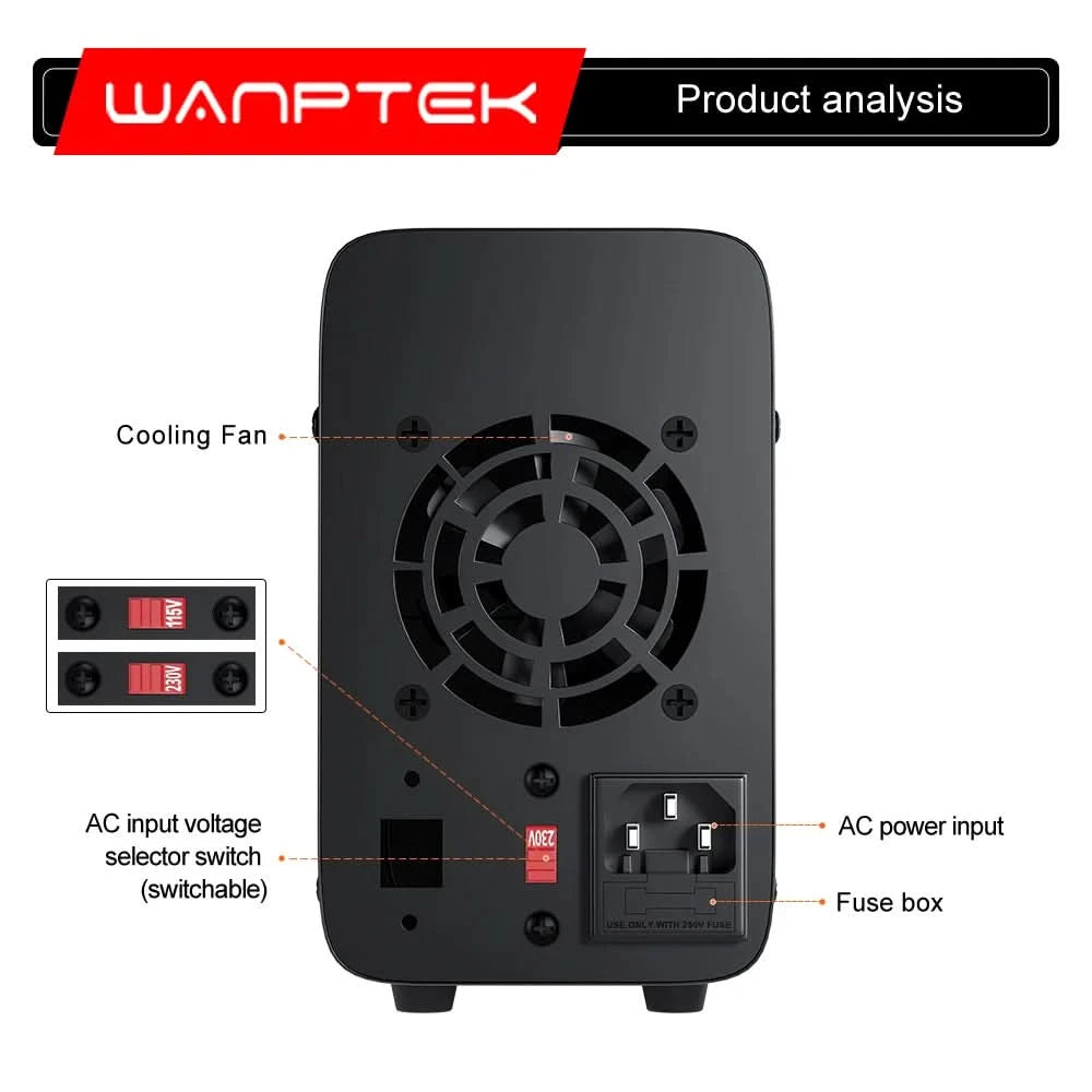 Wanptek Adjustable DC power supply 30V 10A 60V 5A Lab Bench Power Source Stabilized Power Supply Voltage Regulator Switch 220V