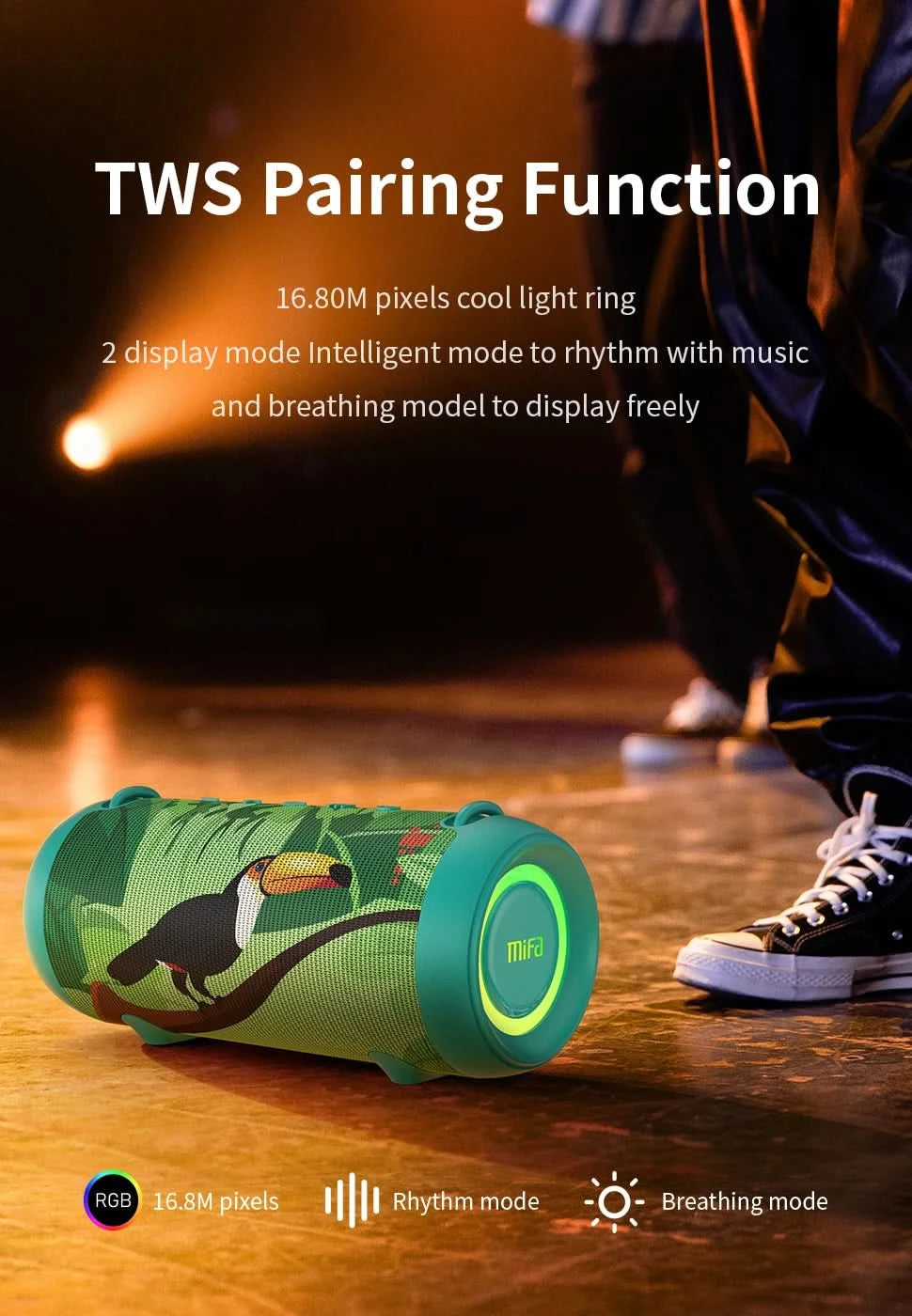 mifa A90 Green Bluetooth Speaker 60W Output Power Bluetooth Speaker with Class D Amplifier Excellent Bass Performace