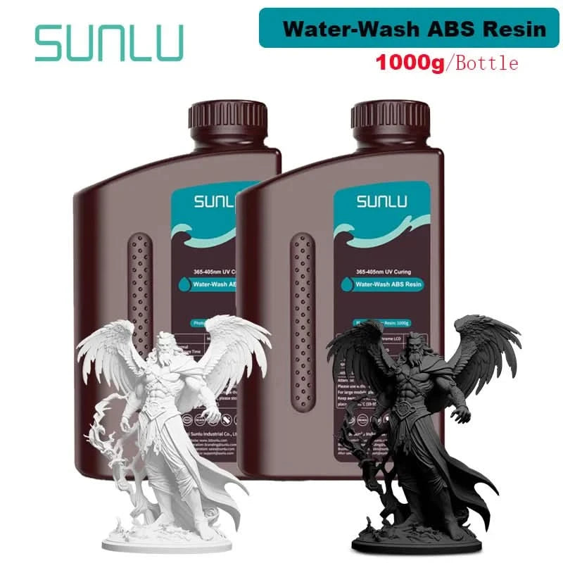 SUNLU 2KG Water Washable / Water Washable ABS Resin Resin 1000G/Bottle 405nm Rapid UV-Curing Photopolymer Resin For LCD 3D Print