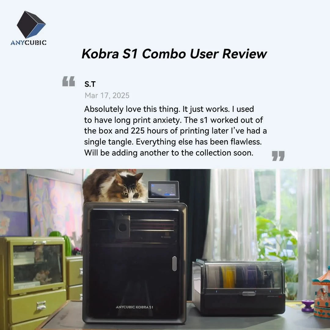 Anycubic Kobra S1 Combo Multi-Color 3D Printer Up to 600mm/s High Speed Printing Auto Leveling CoreXY Structure Direct Extruder