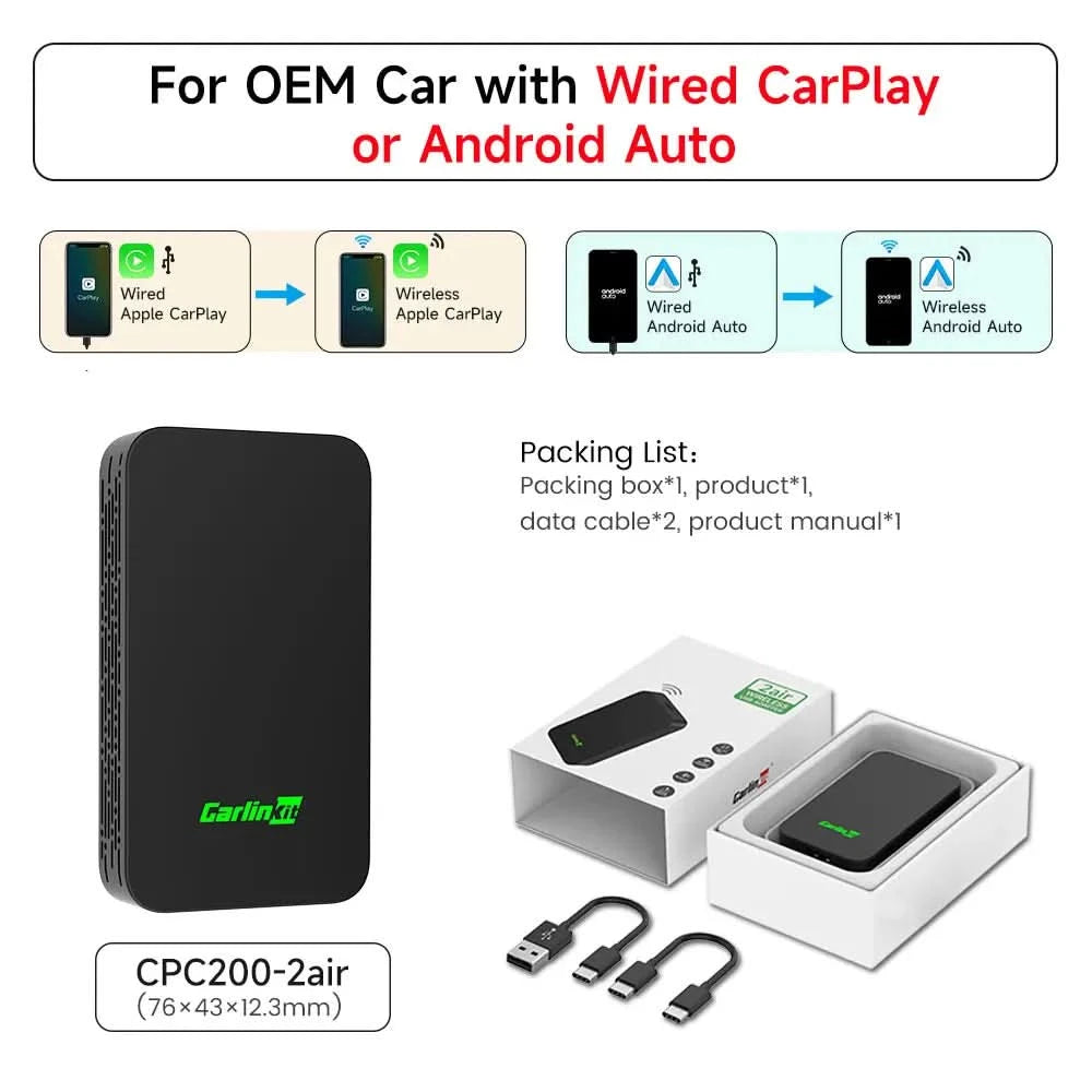 CarlinKit 5.0 4.0 Wireless CarPlay Adapter Android Auto Dongle Multi-Device Supported Wired To Wireless CarPlay Box Auto Connect