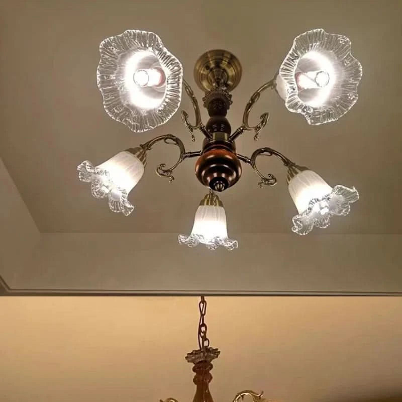 French living room bed dining  European medieval solid wood lamps American country vintage garden chandelier